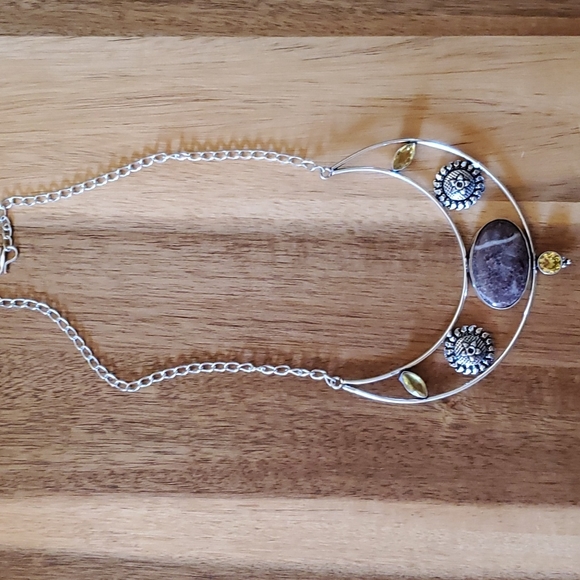 New Unique Cappuccino Jasper and Citrine 925 Silver Necklace. - Picture 10 of 10